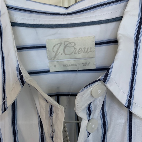 J Crew relaxed blue stripe button down top - Picture 2 of 5